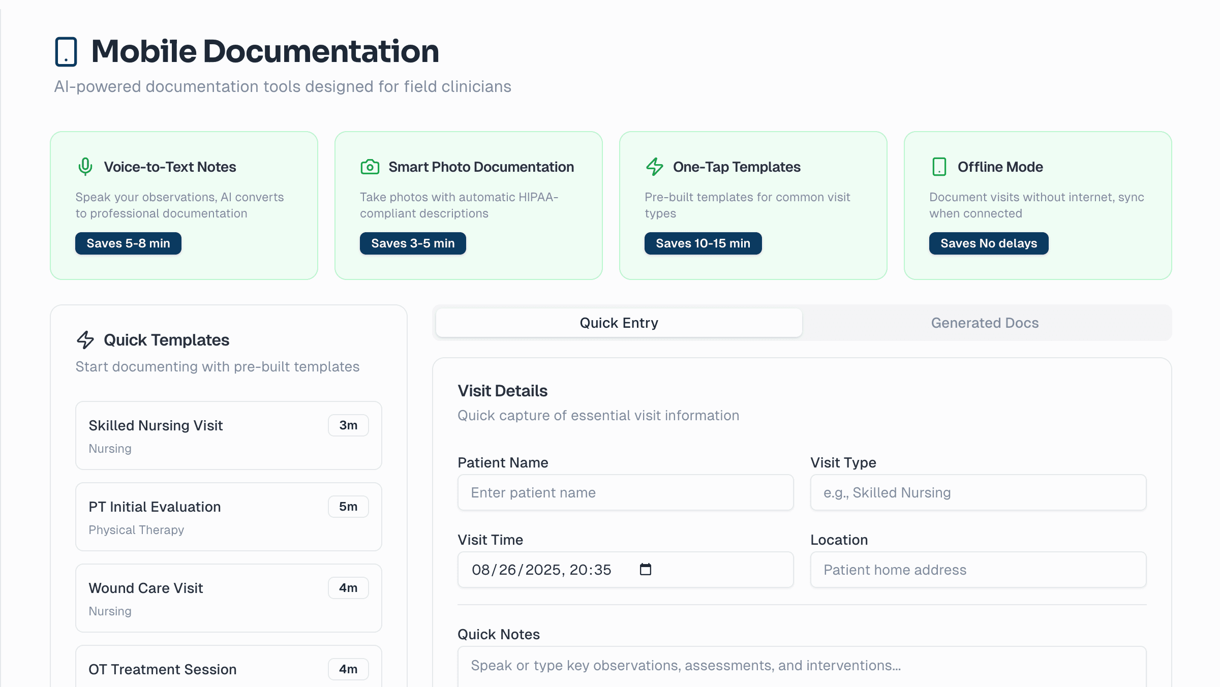 Ambient documentation with voice capture and auto-completion